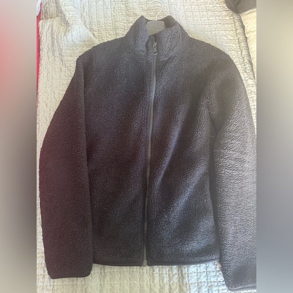 Fluffy Yarn Fleece Full-Zip Jacket - Black